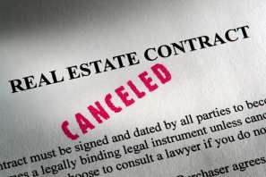 real estate contract with canceled stamped in red 
