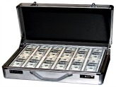 Open briefcase full of money