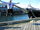 Me in Halifax leaping onto pier dock
